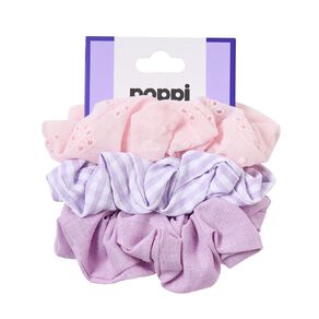 Poppi Mini Scrunchie Gingham Purple Mid 3 Pack