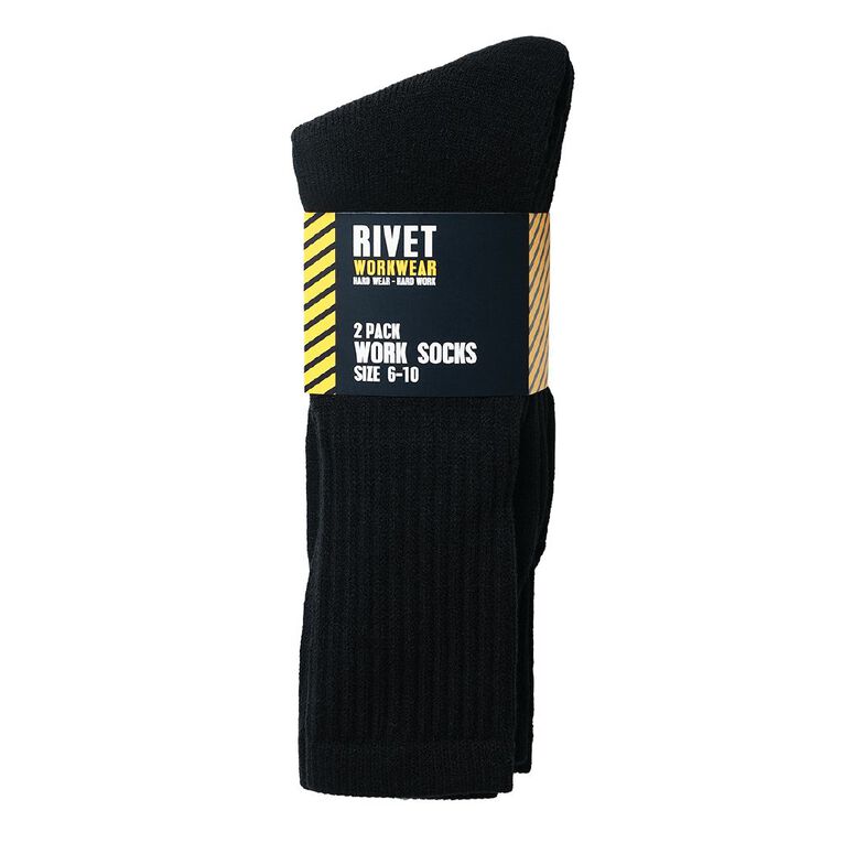 Rivet Men's Work Socks 2 Pack, Black W26, hi-res