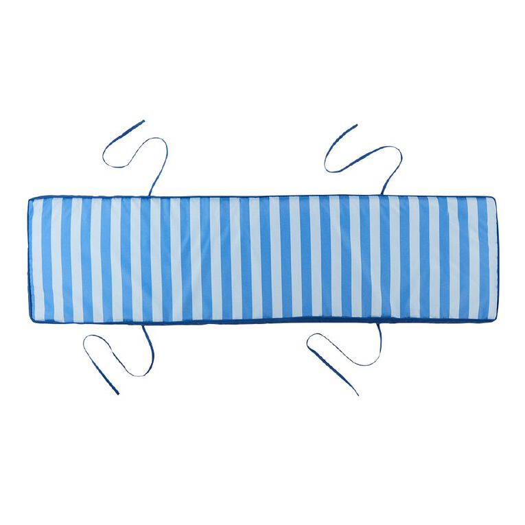 Living & Co Outdoor Bench Pad Stripes Blue 127cm x 34cm x 5cm, , hi-res