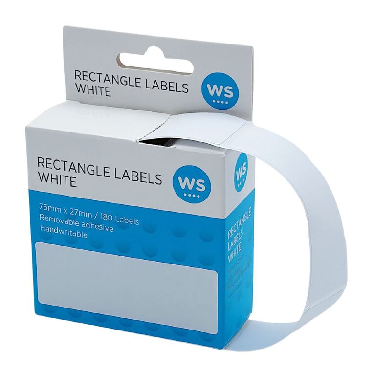 WS Rectangle Dispenser Stickers Handwritable 180 Labels 76mm X 27mm, , hi-res