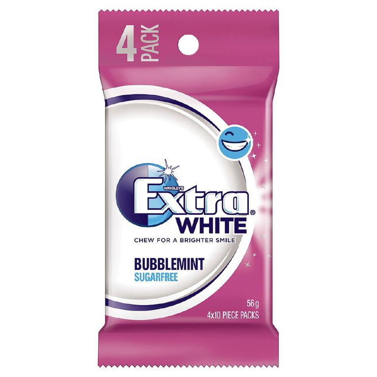 Extra White Bubblemint Chewing Gum SF Multipack 4 x 10 Piece 56g 4 Pack