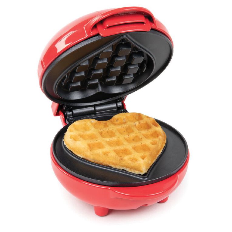 Nostalgia Heart Mini Waffle Maker Red, , hi-res