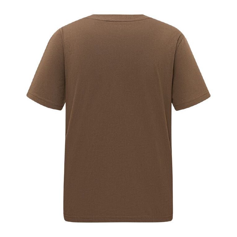H&H Men's Regular Fit Crew Neck Tee, Brown Dark, hi-res