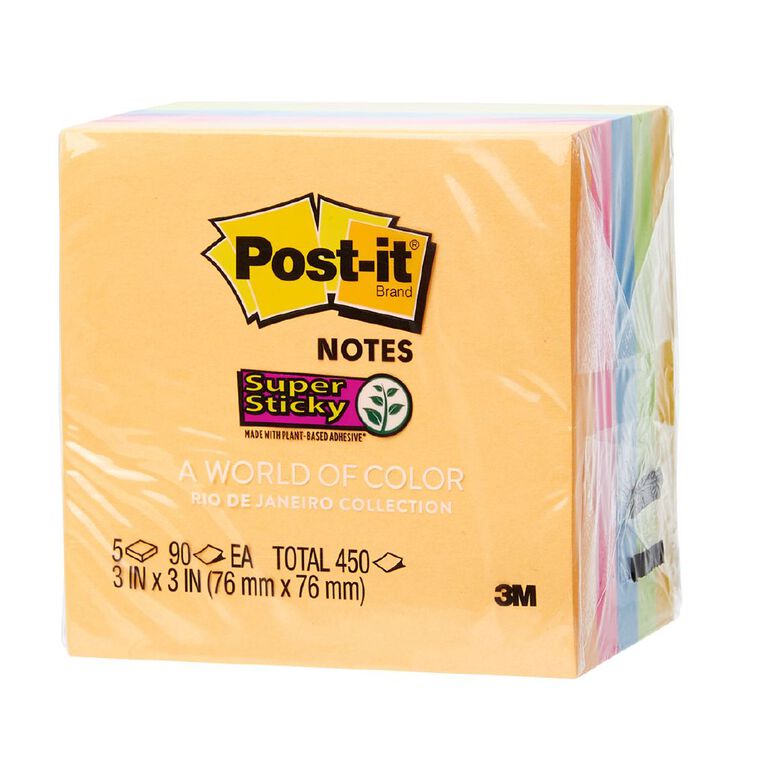 Post-It Super Sticky Notes Rio De Janiero Collection 76mm x 76mm, , hi-res