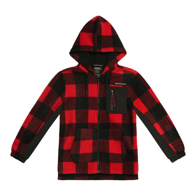 Back Country Kids' Fleece Sherpa Zip-Thru Hoodie, Red, hi-res