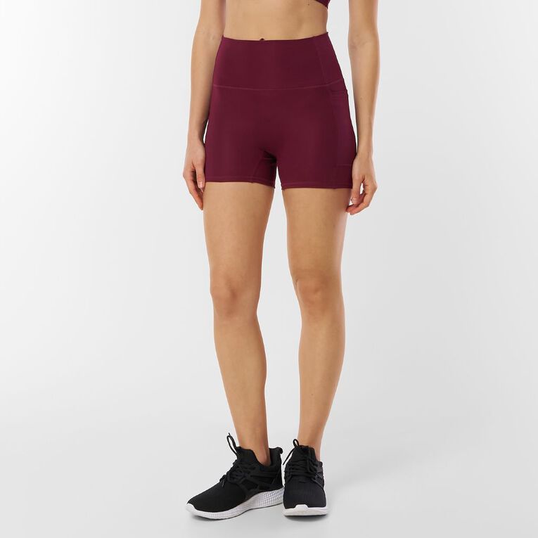 Active Intent Women's Supersoft Pocket Bike Shorts, Red Mid, hi-res