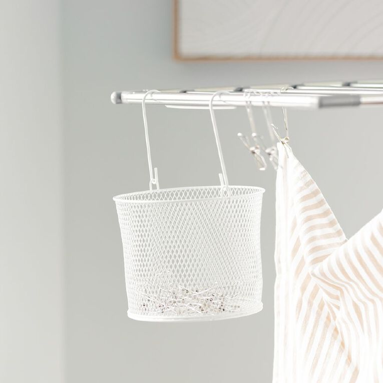 Living & Co Round Mesh Peg Basket White/Black Assorted, , hi-res