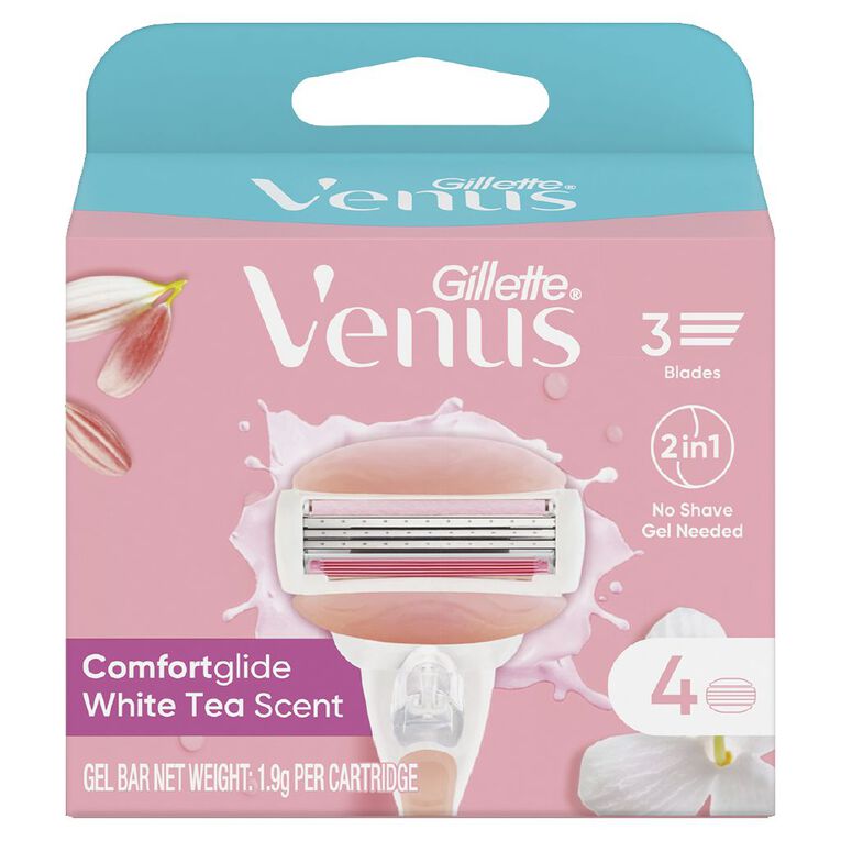 Gillette Venus Comfortglide White Tea Cartridge 4 pack Assorted, , hi-res