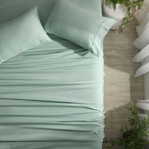 Living & Co 100% Washed Cotton Sheet Set Sage Super King