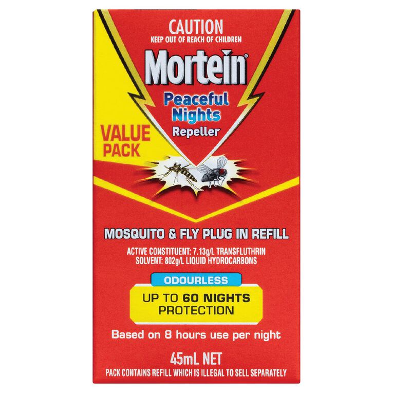 Mortein Peaceful Nights Mosquito & Fly Plug Refill 45ml, , hi-res