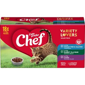 Chef Variety Lovers Loaf Pouches Cat Food 18 x 100g