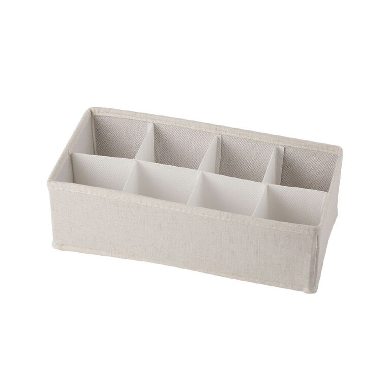 Living & Co Linen-Look Adjustable Drawer Organiser Cream, , hi-res