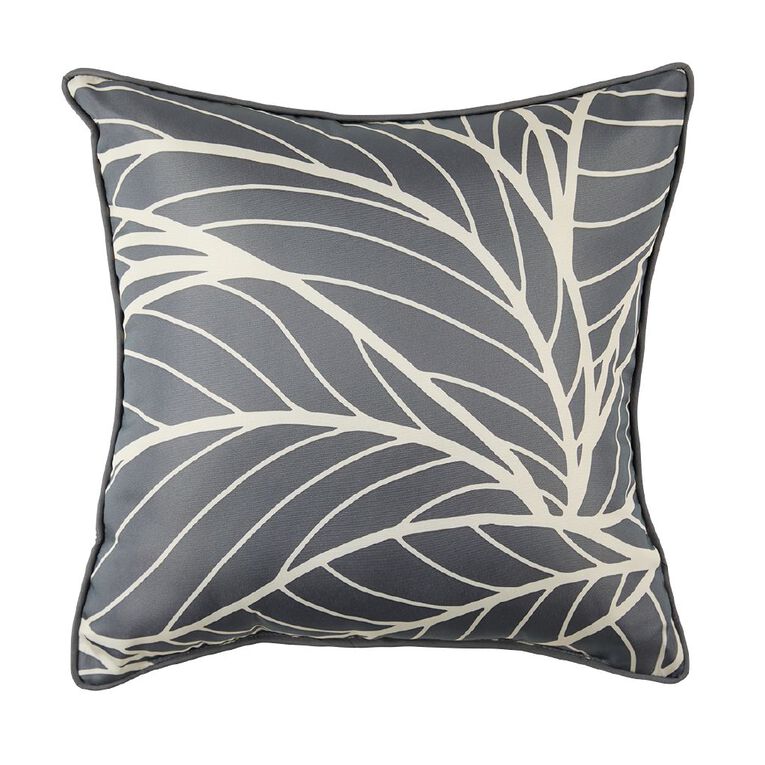 Living & Co Outdoor Cushion Leaves Grey 40cm x 40cm, , hi-res