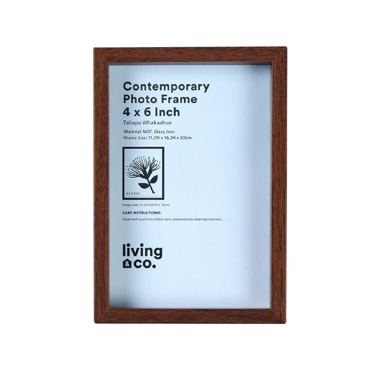 Living & Co Contemporary Photo Frame 4in x 6in Walnut Brown, , hi-res