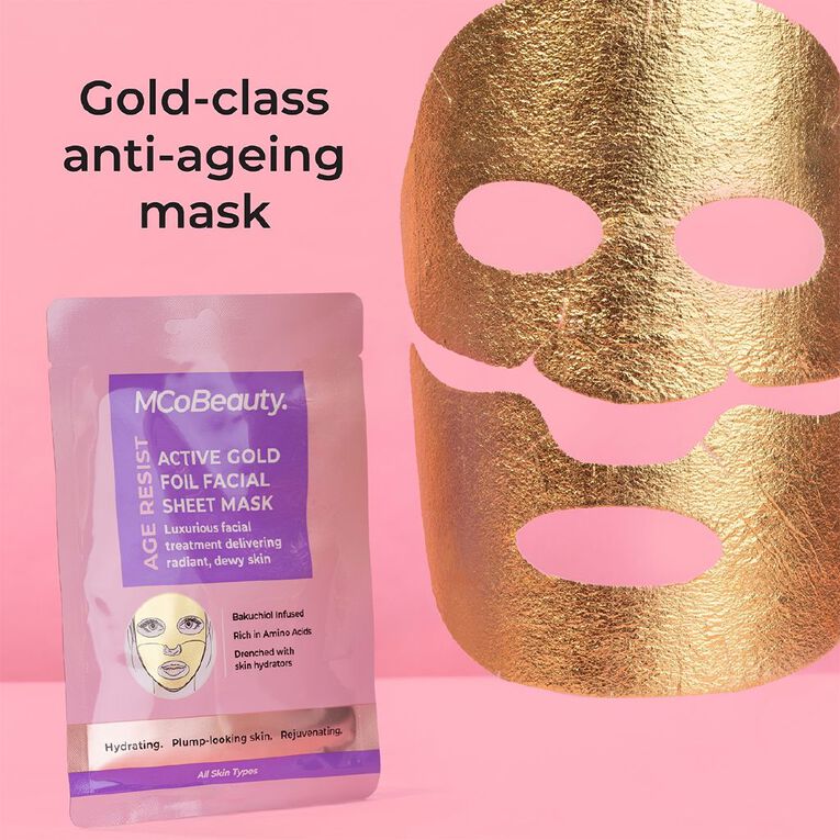 MCoBeauty AGE RESIST Active Gold Foil Facial Sheet Mask 1 piece, , hi-res