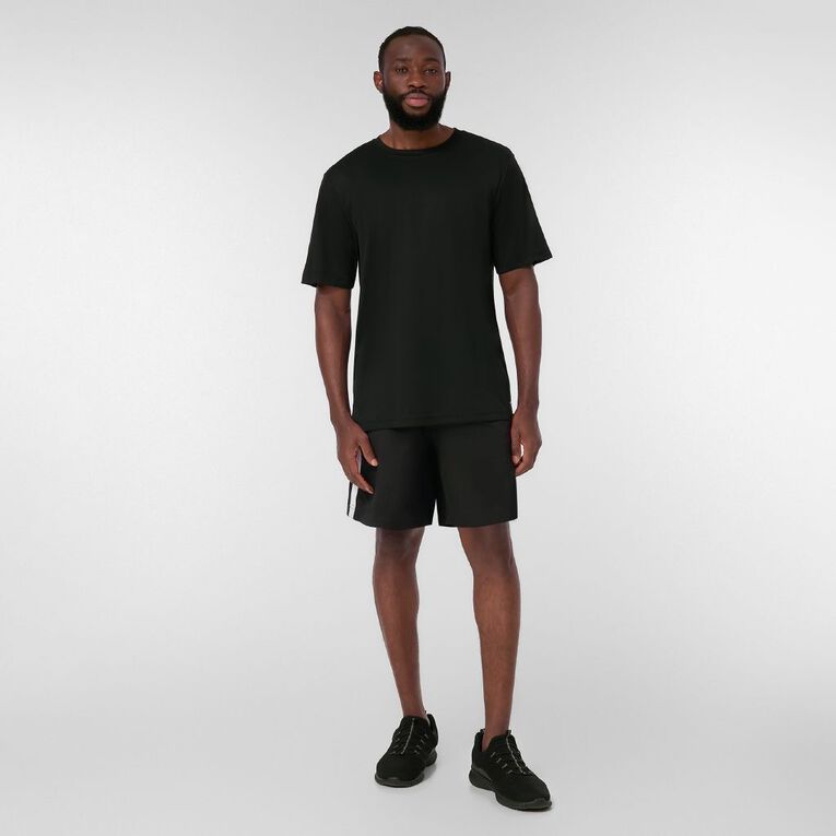 Active Intent Men's Stripe Detail Shorts, Black, hi-res