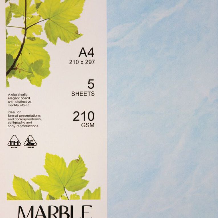Direct Paper Marble Paper 210gsm Blue A4 5 Pack, , hi-res