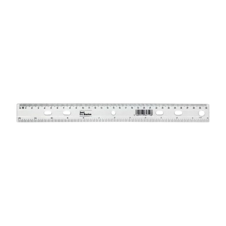 Just the Basics Plastic Ruler 30cm - Limit 6 per Customer, , hi-res