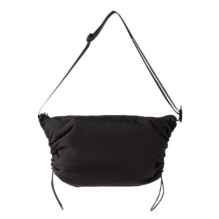 H&H Ruched Crossbody Bag, Black, hi-res