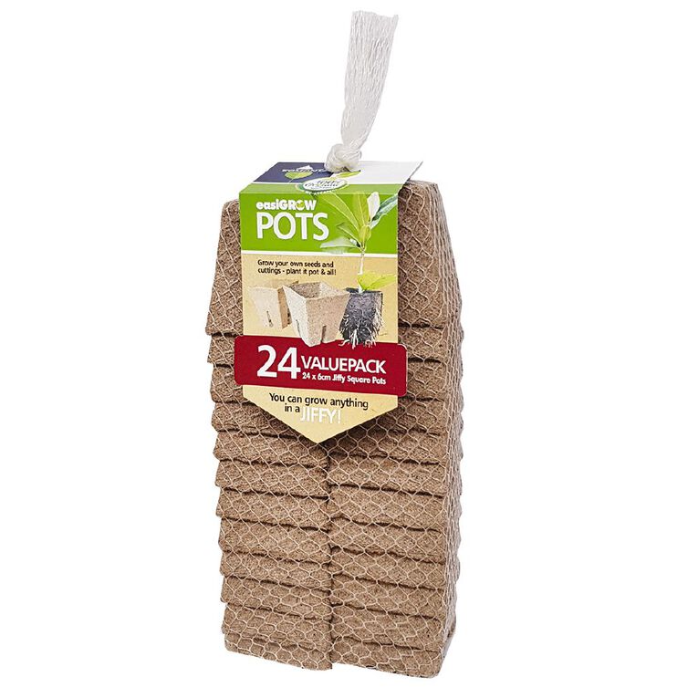 Jiffy Easi Grow Pots 6cm Square 24 Pack, , hi-res