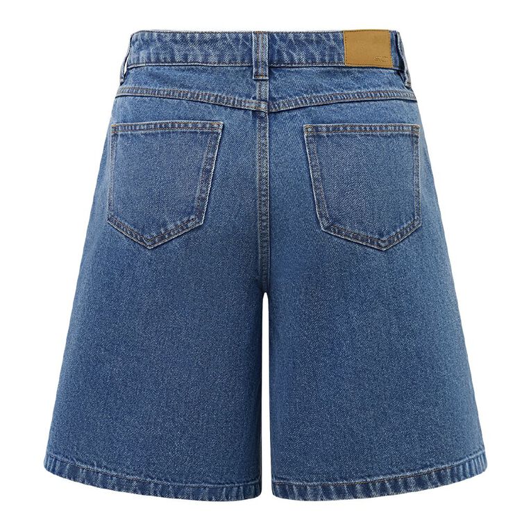 H&H Women's Wide Leg Denim Jort Shorts, Denim Dark, hi-res