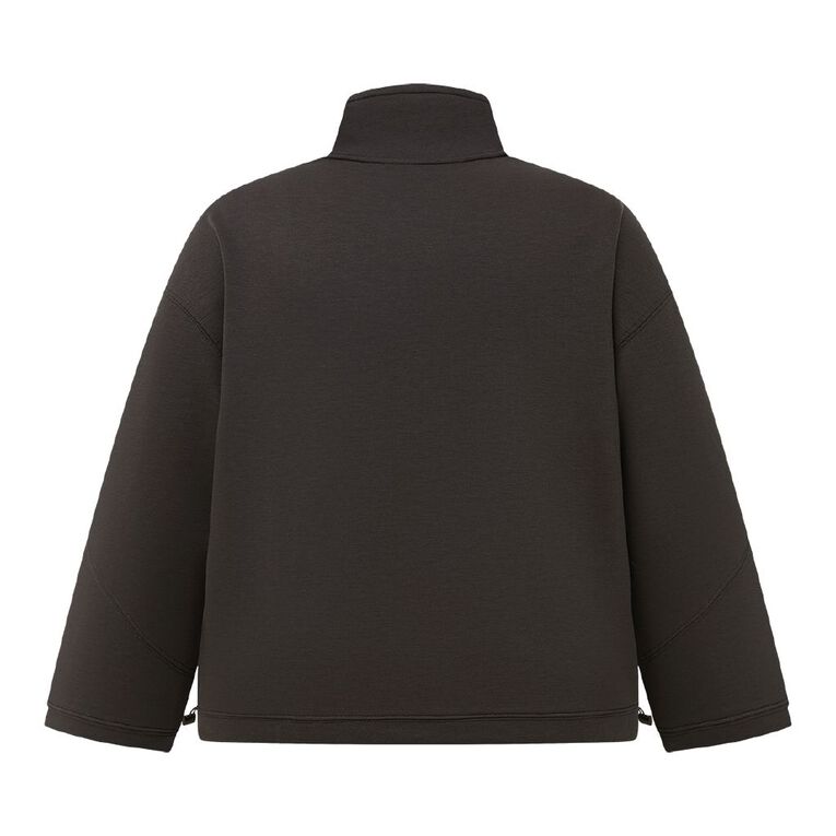 H&H Curve Women's Interlock 1/4 Zip Sweat, Brown Dark, hi-res