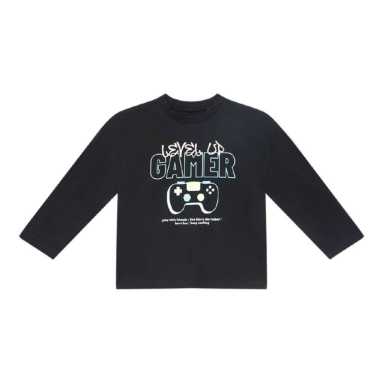 Young Original Long Sleeve Printed Tee, Black GAMER, hi-res