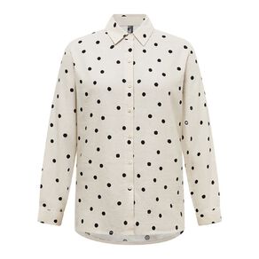 H&H Women's Long Sleeve Essential Linen Blend Shirt