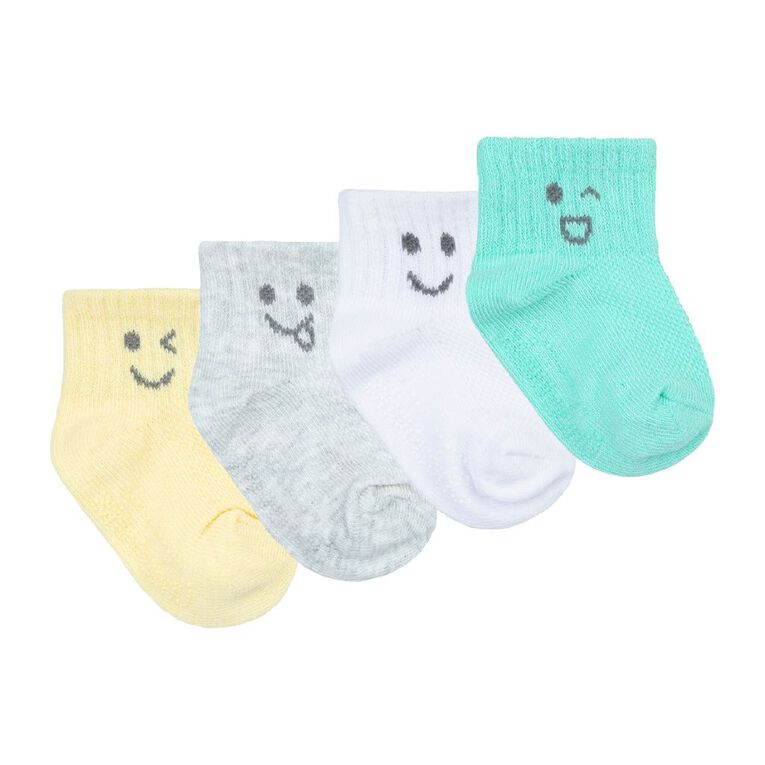 Underworks Infants' Light Weight Quarter Crew Socks 4 Pack, Assorted, hi-res