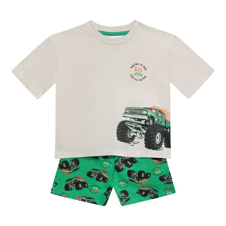 H&H Boys' Tee and Shorts Pyjama Set, Green Mid, hi-res