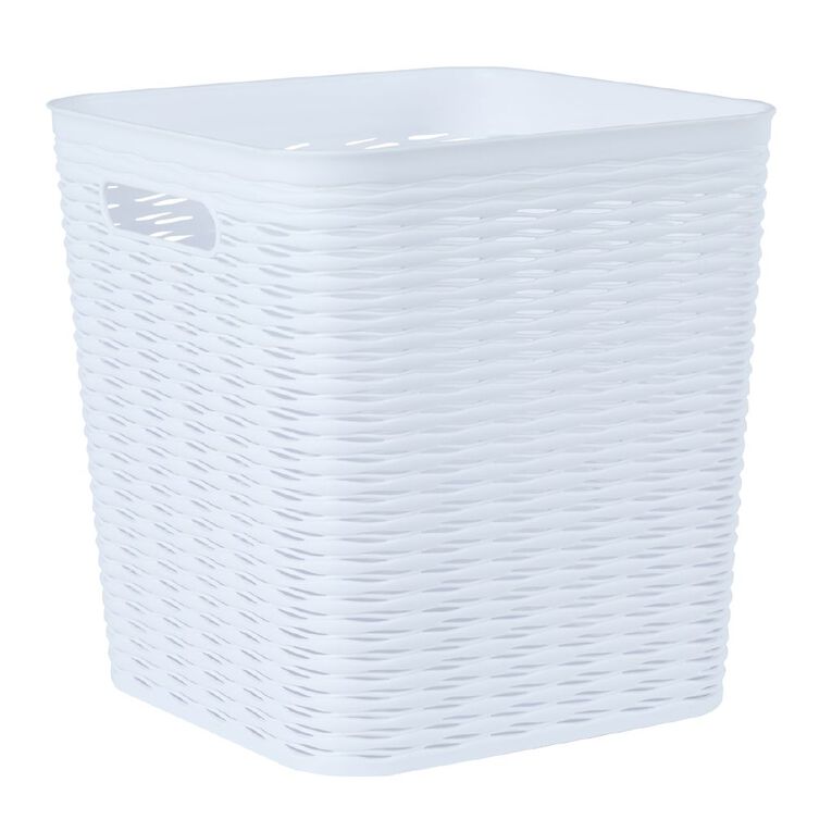 Living & Co Wave Storage Basket Square White 16L, , hi-res