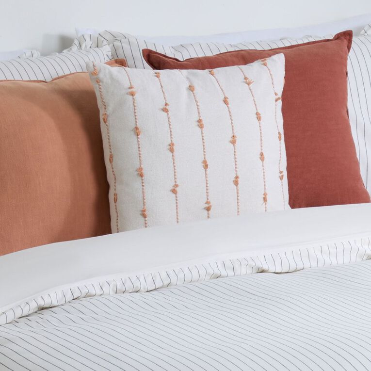 Living & Co Cotton Duvet Cover Set with Frill White/Black Queen, White/Black, hi-res
