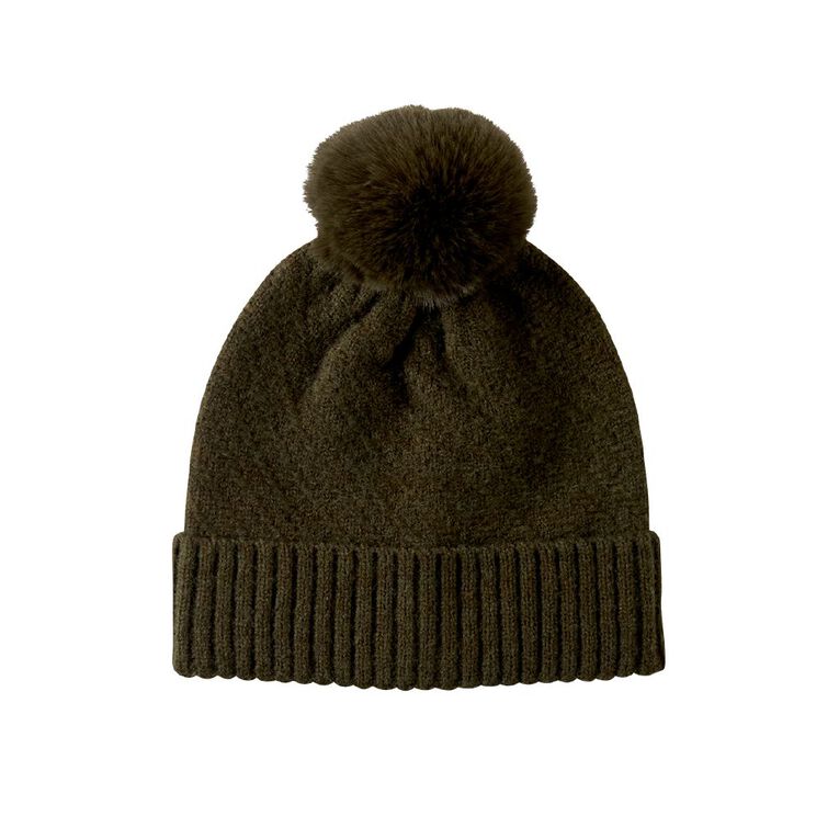 H&H Women's Stitch Detail Beanie, Green Mid, hi-res