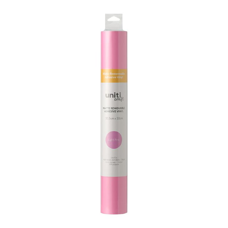 Uniti Craft Matte Removeable Vinyl 30.5Cm X 50Cm Pink Light, , hi-res
