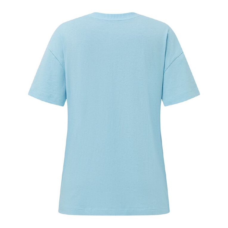 H&H Women's Short Sleeve Boyfriend Graphic Tee, Blue Mid, hi-res