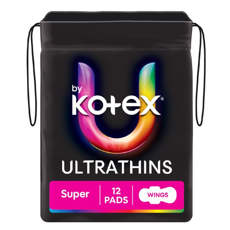 U By Kotex Ultra-thin Super Wings Pads 12 Pack, , hi-res