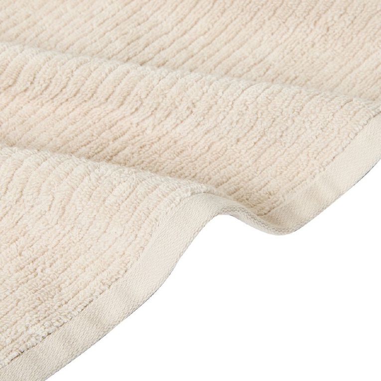 Living & Co Ribbed Spa Towel Natural 90cm x 150cm, , hi-res