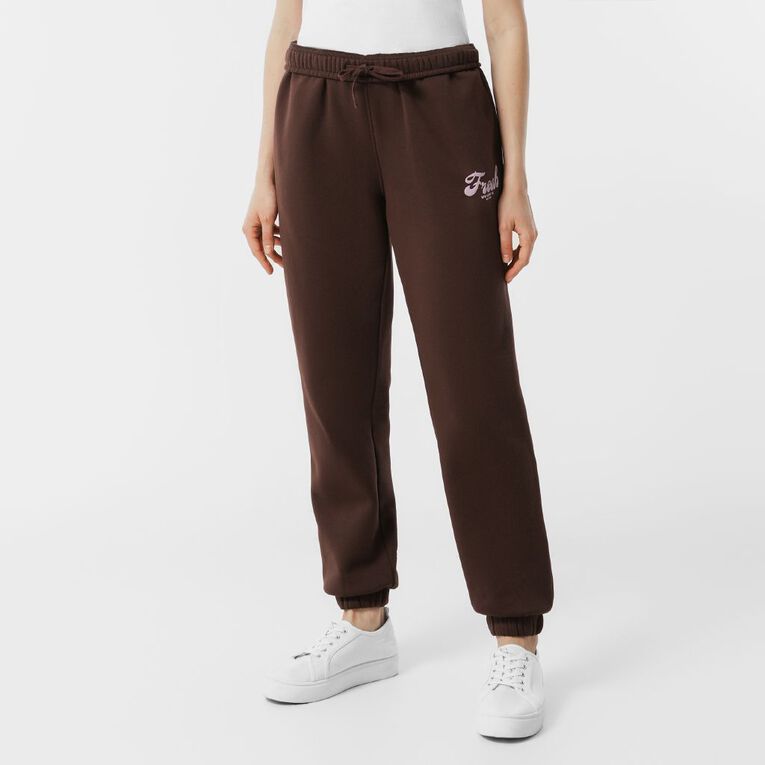 H&H Women's Fresh Fleece Trackpants, Brown Dark, hi-res