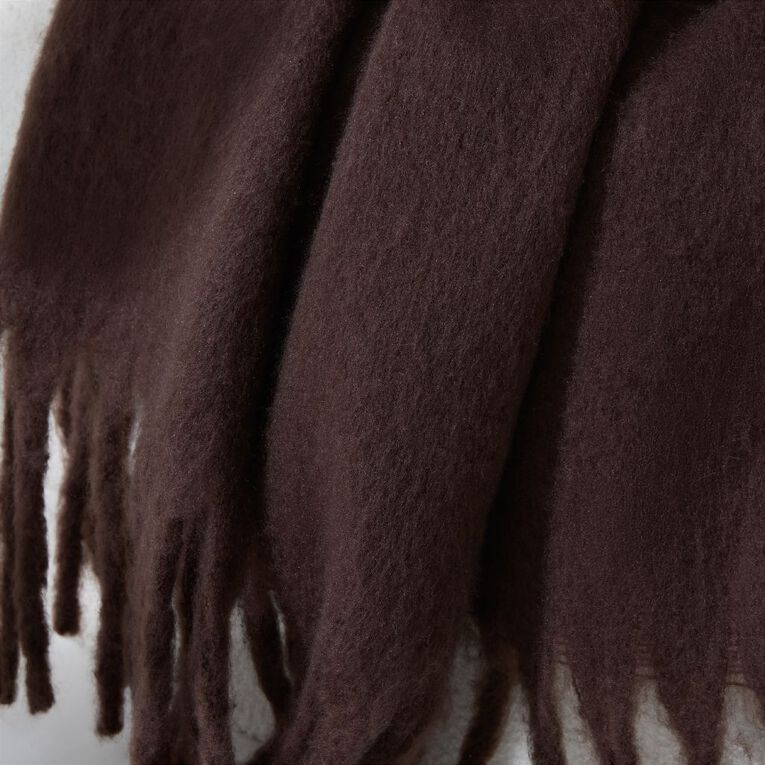Living & Co Throw Faux Mohair Brown Mid 127cm x 152cm, , hi-res