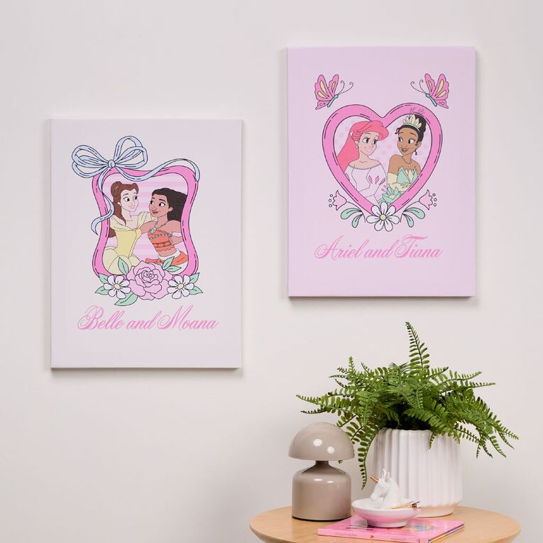 Disney Princess 2 Pack Printed Canvas Wall Art 30cm x 40cm, , hi-res