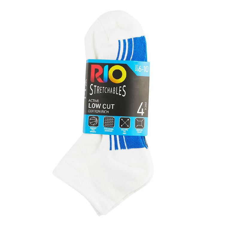 Rio Men's Low Cut Stretchable Socks 4 Pack White 26K | The Warehouse