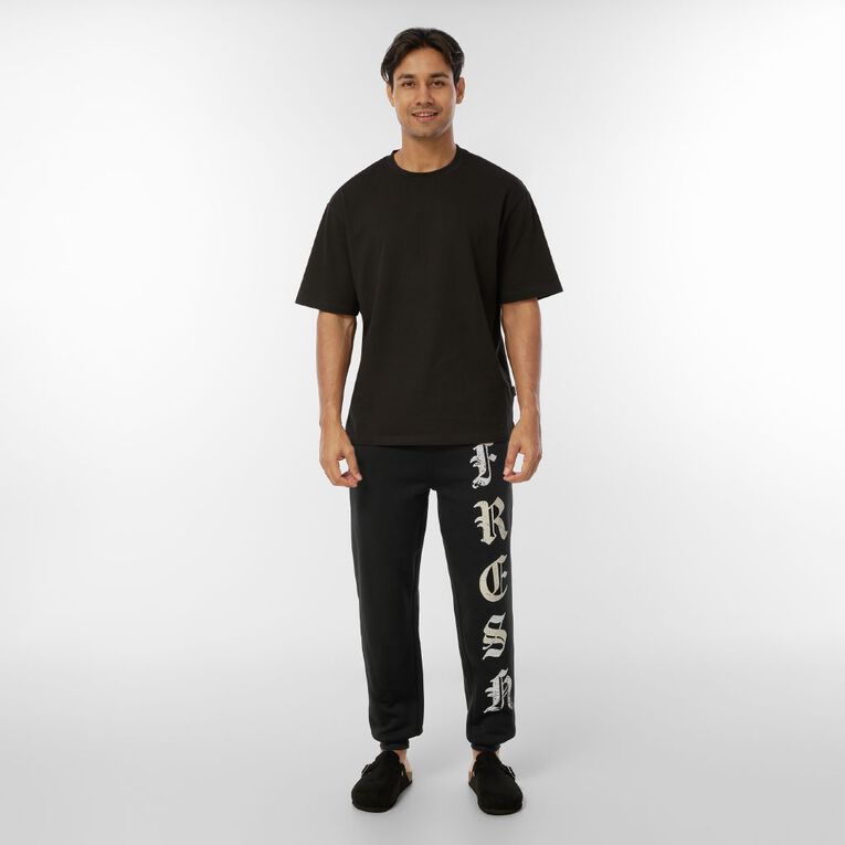 Garage Men's Rib Cuff Graphic Trackpants, Black, hi-res