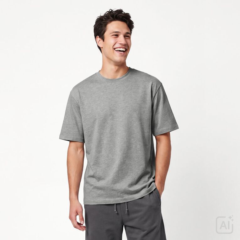 Garage Men's Heavyweight Boxy Tee, Grey Marle, hi-res