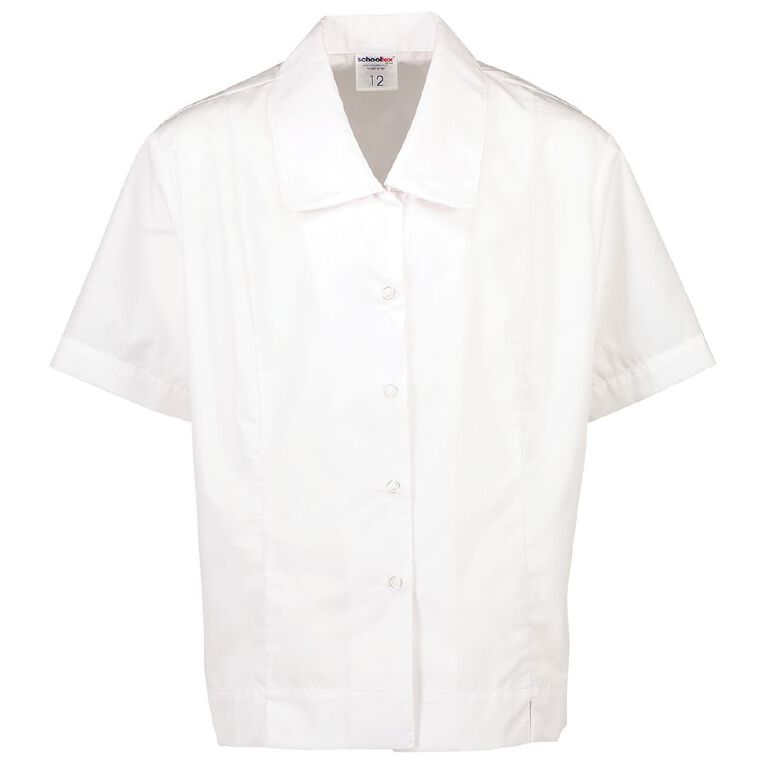 Schooltex Ladies' Short Sleeve Drop Collar Blouse, White, hi-res