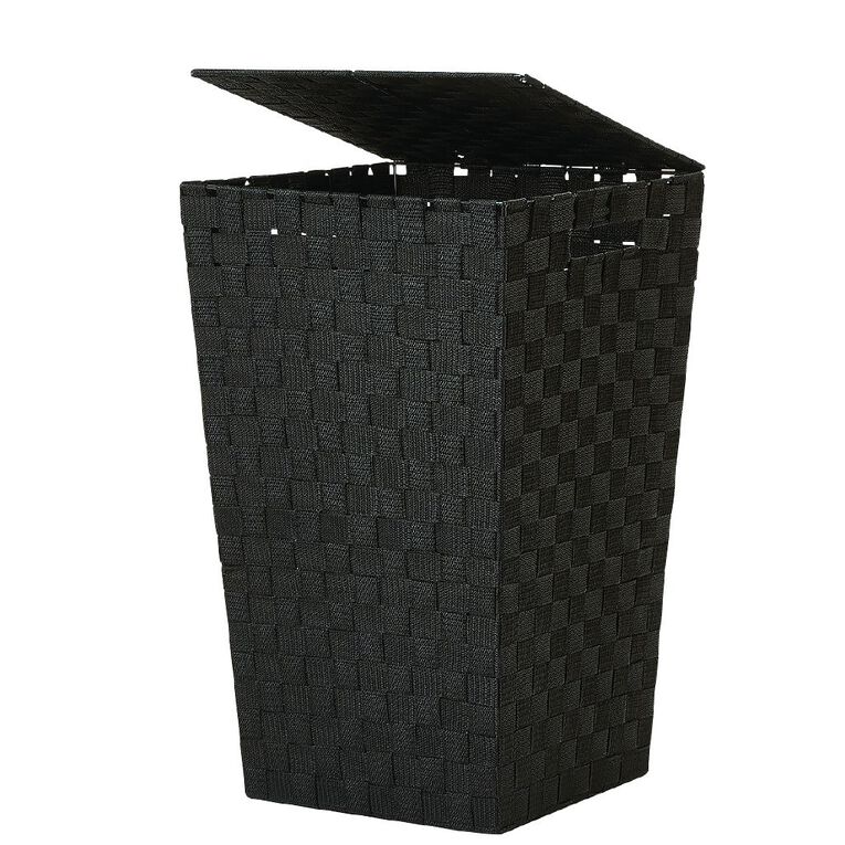 Living & Co Woven Hamper Black, , hi-res