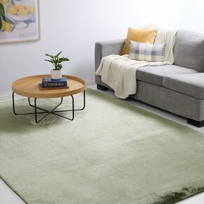 Living & Co Faux Fur Plain Rug Green 200cm x 290cm