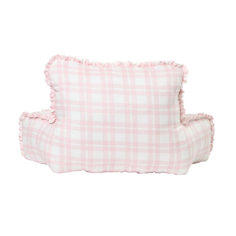 Living & Co Kids Reading Cushion Gingham Pink 45cm x 45cm, , hi-res