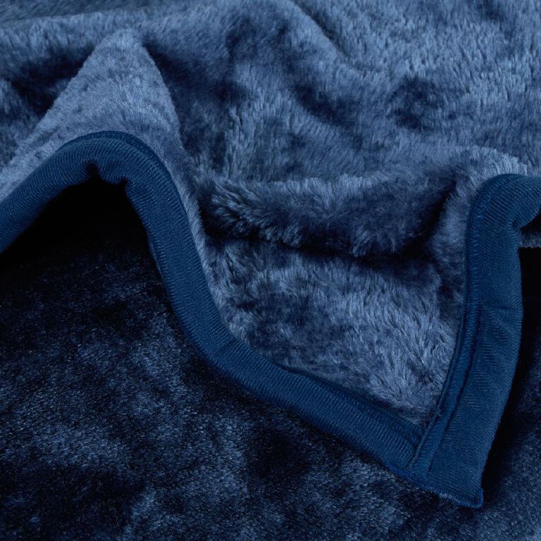 Living & Co 400gsm Mink Feel Blanket Denim Queen, , hi-res