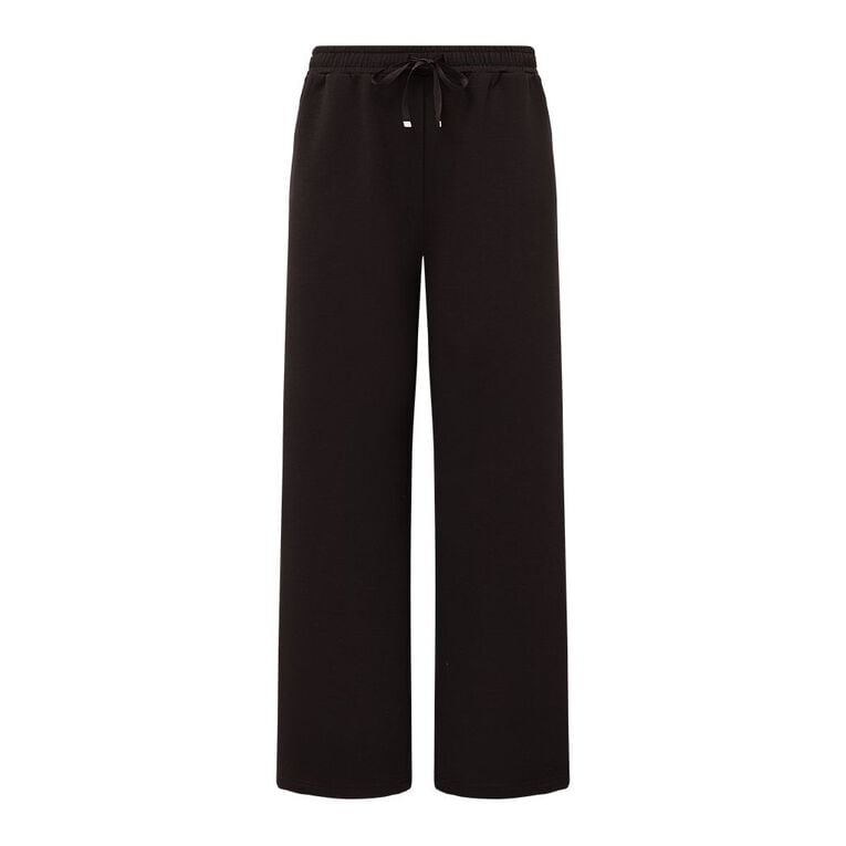 H&H Women's Wide Leg Scuba Pants, Brown Dark SPOTS, hi-res