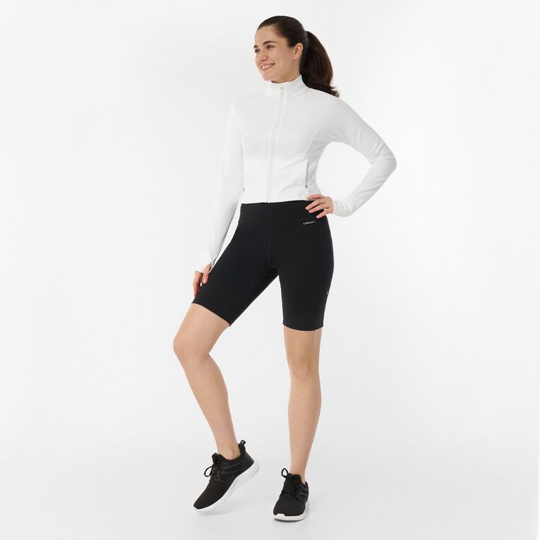 Active Intent Women's Rib Run Zip Sweat, White, hi-res